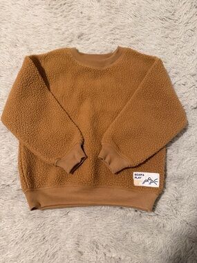 H&M Boys Sherpa Crewneck Sweatshirt in Camel